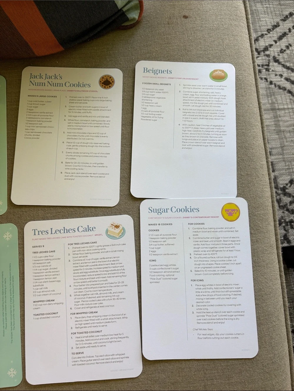 Set of Disney postcard suitable for framing with recipes on the back